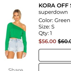 One shoulder superdown long sleeve crop top S